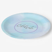 Modern licht Aqua Blue Elegant Script vieren Papieren Bordje (Gekanteld)