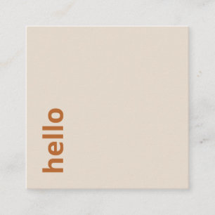 Modern licht beige sinaasappel hallo minimal vierkante visitekaartje