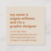 Modern licht beige sinaasappel hallo minimal vierkante visitekaartje (Achterkant)