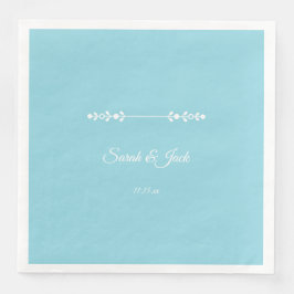 Modern licht blauw & wit bruiloft servet