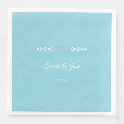 Modern licht blauw & wit bruiloft servet (Voorkant)