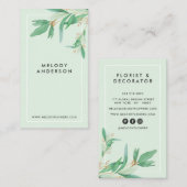 Modern licht blauwgroen elegant groen botanisch mi visitekaartje (Voorkant / Achterkant)