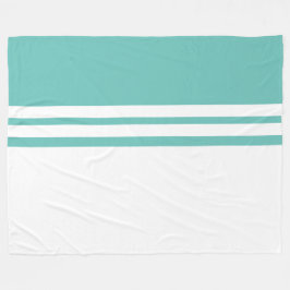 Modern licht Blauwgroen wit kleurenblok racestrepe Fleece Deken