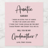 Modern Licht Blush Roze Godmother Voorstel Wijn Etiket (Enkel label)