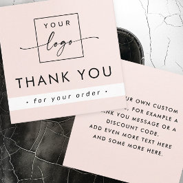 Modern licht blush roze zaken dank u invoegen vierkante visitekaartje
