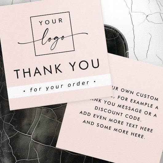 Modern licht blush roze zaken dank u invoegen vierkante visitekaartje