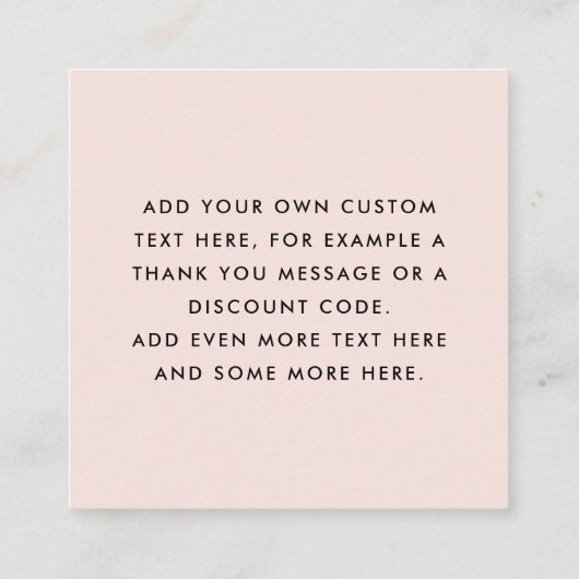 Modern licht blush roze zaken dank u invoegen vierkante visitekaartje (Achterkant)