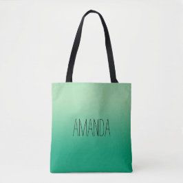 Modern licht donkergroen gradiënt Handgeschreven n Tote Bag