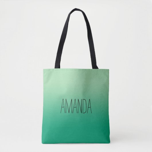 Modern licht donkergroen gradiënt Handgeschreven n Tote Bag (Voorkant)