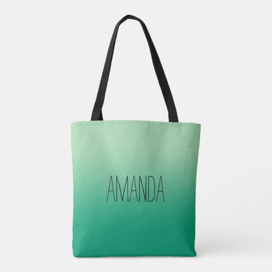 Modern licht donkergroen gradiënt Handgeschreven n Tote Bag (Achterkant)