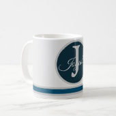 Modern Licht grijs blauw Monogram Elegant Koffiemok (Voorkant links)
