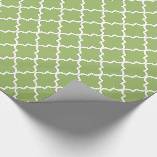 Modern licht groen en wit Marokkaanse Quatrefoil Cadeaupapier (Hoek)