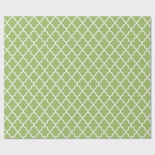 Modern licht groen en wit Marokkaanse Quatrefoil Cadeaupapier (Vlak)