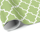 Modern licht groen en wit Marokkaanse Quatrefoil Cadeaupapier (Rol Hoek)