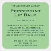 Modern licht groen lipbalsem tube label (Voorkant)