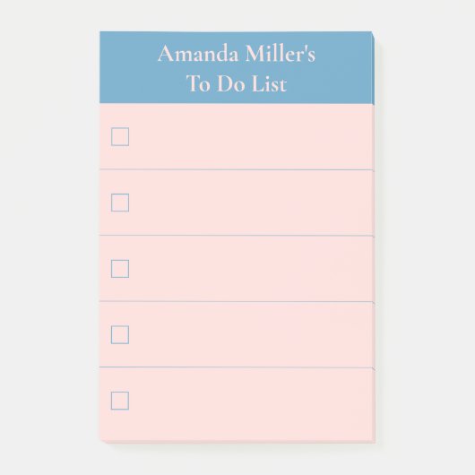 Modern licht koraal blauw te doen lijst met naam post-it® notes (Voorkant)