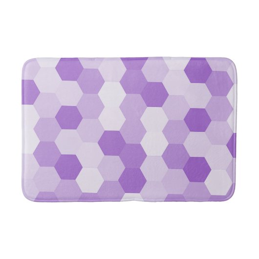 Modern licht Paarse witte zeshoekige geometrische Badmat (Voorkant)