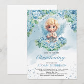 Modern Licht pastel blauw hortensia jongen engel Kaart (Voorkant / Achterkant)