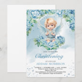 Modern Licht pastel blauw hortensia jongen engel Kaart (Voorkant / Achterkant)