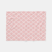 Modern licht roze en witte Marokkaanse Quatrefoil Fleece Deken (Voorkant (Horizontaal))