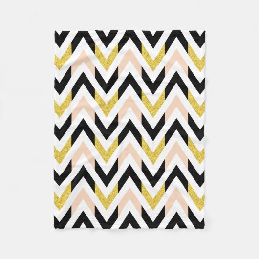 Modern licht roze, goud, wit, zwart patroon fleece deken (Voorkant)