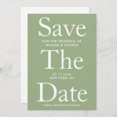 Modern Licht Sage Groen Sla de datum op Save The Date (Voorkant / Achterkant)