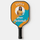 Modern licht Sinaasappel aangepaste foto gepersona Pickleball Paddle (Voorkant)