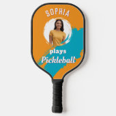 Modern licht Sinaasappel aangepaste foto gepersona Pickleball Paddle (Achterkant)