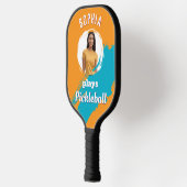 Modern licht Sinaasappel aangepaste foto gepersona Pickleball Paddle (Links)