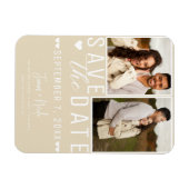Modern Licht Tan Save the Date 2 Foto Bruiloft Magneet (Horizontaal)