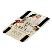 Modern Licht Tan Save the Date 3 Foto Bruiloft Magneet (Linkerzijde)