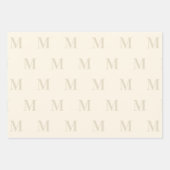 Modern lichtbeige en minimalistische monogram inpakpapier vel (Voorkant)
