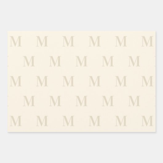 Modern lichtbeige en minimalistische monogram inpakpapier vel (Voorkant)