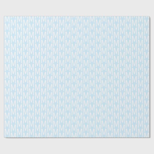 Modern lichtblauw, aangepast initiaal monogram wit cadeaupapier (Vlak)