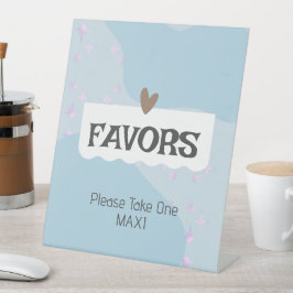 Modern Lichtblauw Baby shower gunsten Reclamebord Met Voetstuk