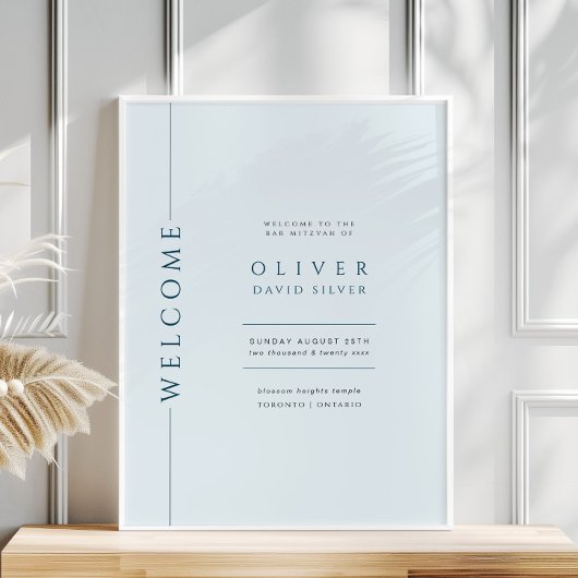 Modern lichtblauw bar mitswa welkomstbord poster