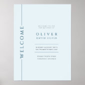 Modern lichtblauw bar mitswa welkomstbord poster (Voorkant)