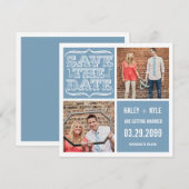 Modern lichtblauw Bewaar de datumvierkante fotokaa Kaart (Voorkant / Achterkant)