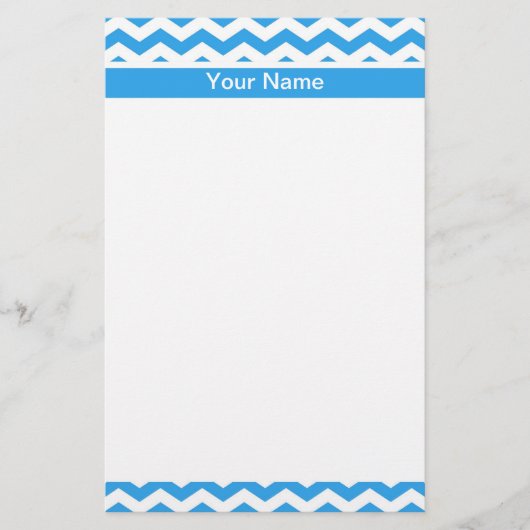 Modern lichtblauw chevron zigzag patroon briefpapier (Voorkant)