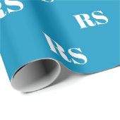 Modern lichtblauw custom monogram initiaal cadeaupapier (Rol Hoek)