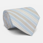 Modern Lichtblauw en Beige Kust Multi-Streep Stropdas (Opgerold)