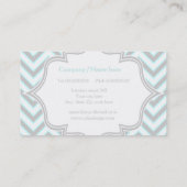Modern lichtblauw, grijs chevron monogram visitekaartje (Achterkant)