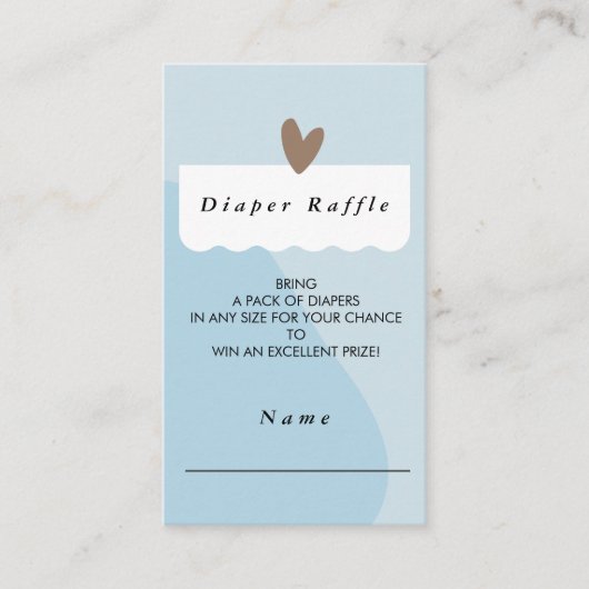 Modern Lichtblauw Hart Baby shower Luier Raffle Informatiekaartje (Voorkant)