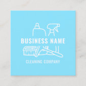 Modern lichtblauw met QR-code schoonmaakbedrijf Vierkante Visitekaartje (Voorkant)