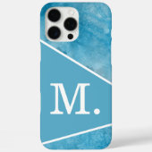 Modern lichtblauw monogram Case-Mate iPhone case (Achterkant)
