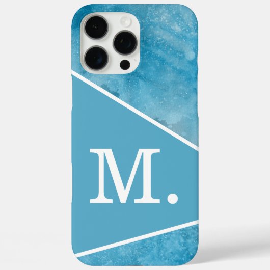 Modern lichtblauw monogram Case-Mate iPhone case (Achterkant)