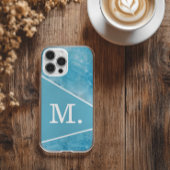 Modern lichtblauw monogram Case-Mate iPhone case