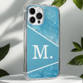 Modern lichtblauw monogram Case-Mate iPhone case