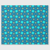 Modern lichtblauw & turquoise bloemen geometrisch cadeaupapier (Vlak)