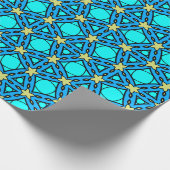 Modern lichtblauw & turquoise bloemen geometrisch cadeaupapier (Hoek)